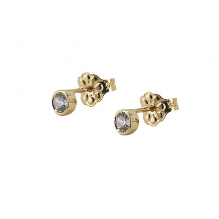 Σκουλαρίκια από χρυσό Κ14 στρογγυλά με ζιργκόν πέτρες.