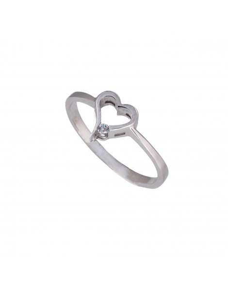 Δαχτυλίδι από λευκόχρυσο Κ14 καρδιά με ζιργκόν πέτρα.