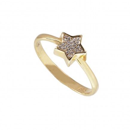 Δαχτυλίδι από χρυσό Κ14 αστέρι με ζιργκόν πέτρες.