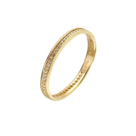 Δαχτυλίδι βεράκι από χρυσό Κ14 με ζιργκόν πέτρες.