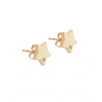 Earrings stars of gold K14 with zircon.