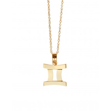 "Gemini" zodiac sign gold necklace K14.