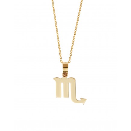 "Scorpio" zodiac sign gold necklace K14.