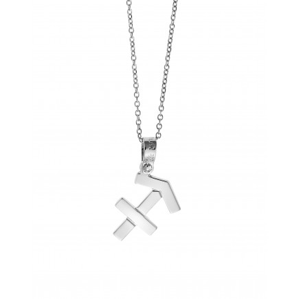"Sagittarius" zodiac sign white gold necklace K14.