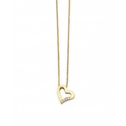 Necklace of gold K14 heart decorated with zircon stones.